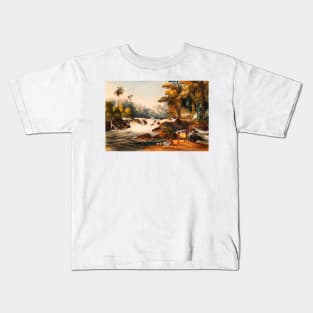 South American Indians on the river Kids T-Shirt